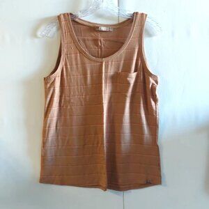 Women’s prAna Sleeveless Organic Cotton Copper Heather Striped Tank Top Shirt S